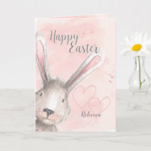 Happy Oaster Watercolor Bunny Individuelle Name Karte