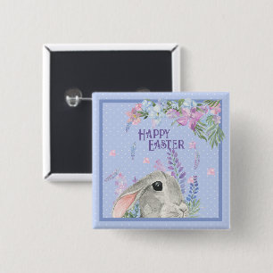 Happy Oaster Watercolor Bunny Rabbit & Blume Button