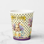 Happy Oaster Watercolor Bunny Retro Pappbecher (Vorderseite)