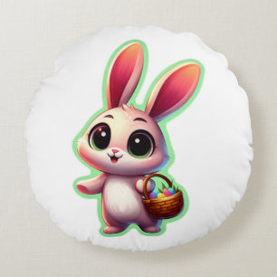 Happy Oaster Watercolor Bunny Rundes Kissen