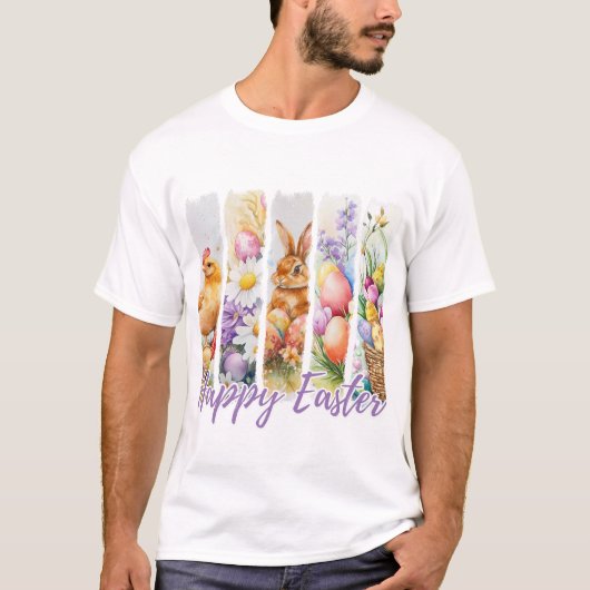 Happy Oaster Watercolor Design T-Shirt (Vorderseite)