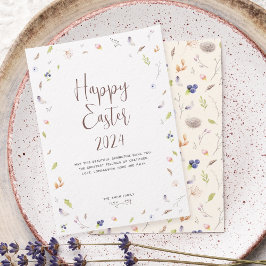 Happy Oaster Watercolor Flat Holiday Card Feiertagskarte