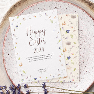 Happy Oaster Watercolor Flat Holiday Card Feiertagskarte