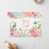 Happy Oaster Watercolor Frühlingsflora Mitteilungskarte (Vorderseite/Rückseite Beispiel)