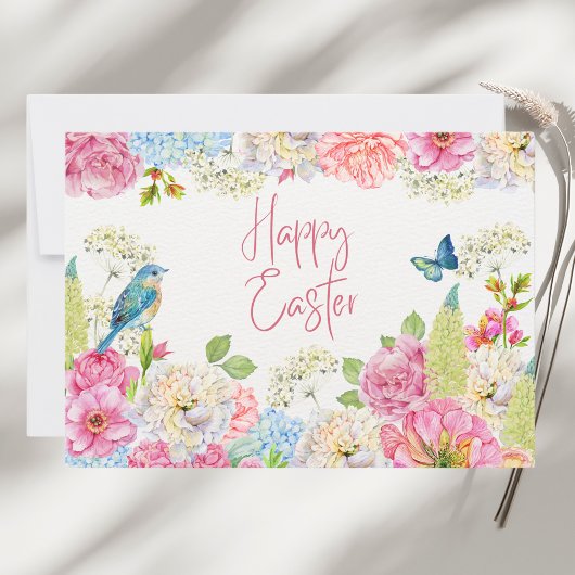 Happy Oaster Watercolor Frühlingsflora Mitteilungskarte