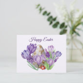 Happy Oaster Watercolor Lila Crocus Blume Postkarte (Stehend Vorderseite)