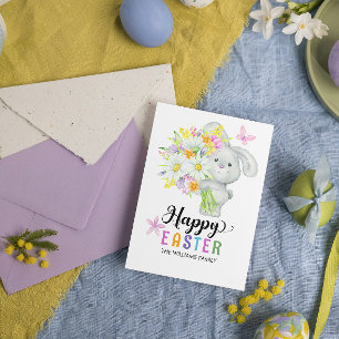 Happy Oaster Watercolor Niedliches Kaninchen Karte
