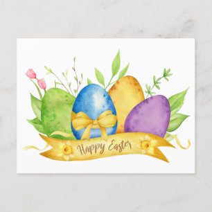 Happy Oaster Watercolor Ostereier Feiertagspostkarte