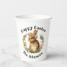 Happy Oaster Watercolor Retro Ostern Bunny Floral