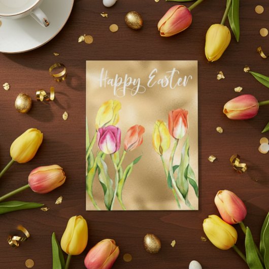 Happy Oaster Watercolor Tulip Floral Postkarte