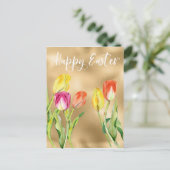 Happy Oaster Watercolor Tulip Floral Postkarte (Stehend Vorderseite)