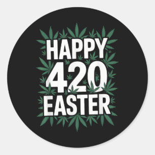 Happy Oaster Weed Runder Aufkleber