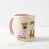 Happy Oaster Welsh Terrier Dogs Tasse (Vorderseite Links)