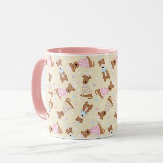 Happy Oaster Welsh Terrier Dogs Tasse (Vorderseite Links)