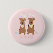 Happy Oaster Welsh Terriers Dogs Bunny Ears Button (Vorderseite)