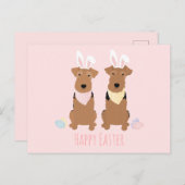 Happy Oaster Welsh Terriers Dogs Bunny Ears Postkarte (Vorne/Hinten)