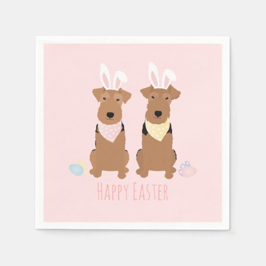 Happy Oaster Welsh Terriers Dogs Bunny Ears Serviette (Vorderseite)