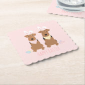 Happy Oaster Welsh Terriers Dogs Bunny Ears Untersetzer (angewinkelt)