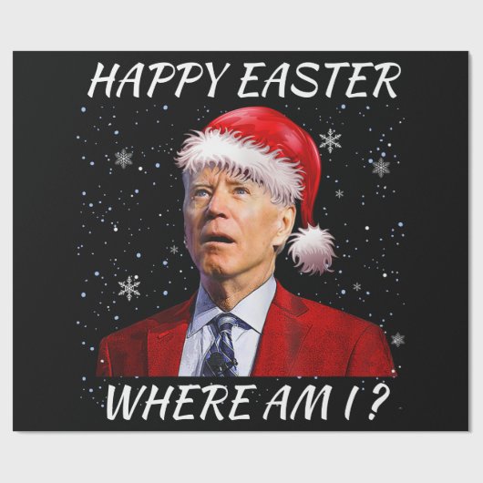 Happy Oaster Where Bin I Funny Joe Biden Santa Xma Geschenkpapier (Flach)