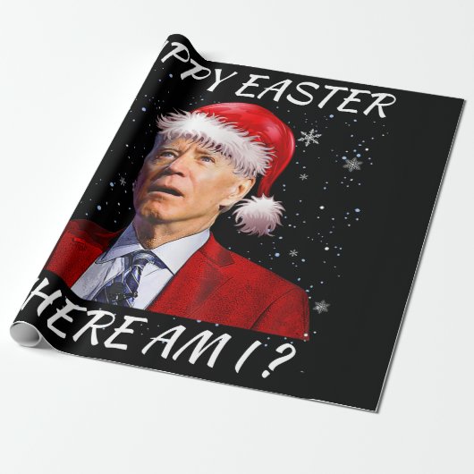 Happy Oaster Where Bin I Funny Joe Biden Santa Xma Geschenkpapier (Ungerollt)