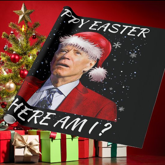 Happy Oaster Where Bin I Funny Joe Biden Santa Xma Geschenkpapier