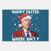 Happy Oaster Where Bin I Funny Joe Biden Santa Xma Geschenkpapier Set (Vorderseite 3)