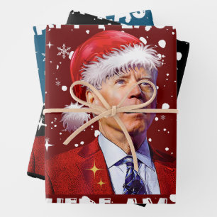 Happy Oaster Where Bin I Funny Joe Biden Santa Xma Geschenkpapier Set