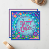 Happy Oaster Whimsical Floral Inspirivity Mitteilungskarte (Vorderseite/Rückseite Beispiel)