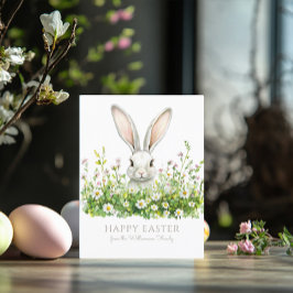 Happy Oaster White Bunny Florals Personalisiert Karte