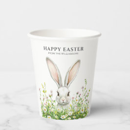 Happy Oaster White Bunny Florals Personalisiert Pappbecher