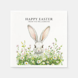 Happy Oaster White Bunny Florals Personalisiert Serviette