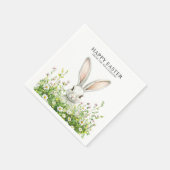 Happy Oaster White Bunny Florals Personalisiert Serviette (Ecke)