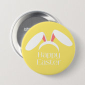 Happy Oaster white bunny Ohren gelb Button (Vorne & Hinten)