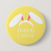 Happy Oaster white bunny Ohren gelb Button (Vorderseite)