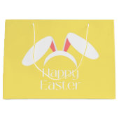 Happy Oaster white bunny Ohren gelb Große Geschenktüte (Vorderseite)
