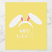 Happy Oaster white bunny Ohren gelb Weinetikett (Einzelnes Label)