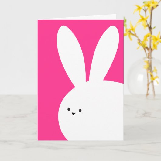 Happy Oaster White Bunny Rabbit Karte (Gelbe Blume)