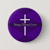 Happy Oaster White Cross Lila Christlich Button (Vorderseite)