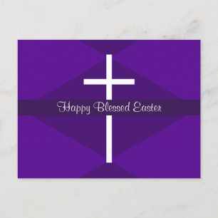 Happy Oaster White Cross Lila Christlich Feiertagspostkarte