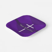 Happy Oaster White Cross Lila Christlich Pappteller (Gewinkelt)