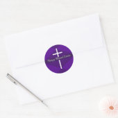 Happy Oaster White Cross Lila Christlich Runder Aufkleber (Umschlag)
