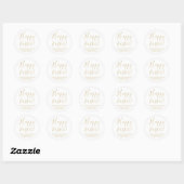 Happy Oaster White Gold Script Rücksendeadresse Runder Aufkleber (Blatt)