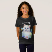 Happy Oaster White Kitten mit Blume T-Shirt (Vorne ganz)
