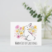Happy Oaster White Rabbit Blume Postcard Postkarte (Stehend Vorderseite)