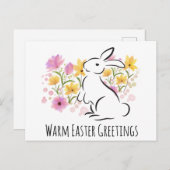 Happy Oaster White Rabbit Blume Postcard Postkarte (Vorne/Hinten)