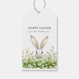 Happy Oaster White Rabbit Florals Personalisiert Geschenkanhänger