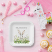 Happy Oaster White Rabbit Florals Personalisiert Pappteller (Party)