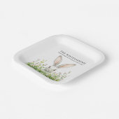 Happy Oaster White Rabbit Florals Personalisiert Pappteller (Gewinkelt)