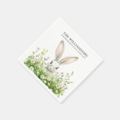 Happy Oaster White Rabbit Florals Personalisiert Serviette (Ecke)