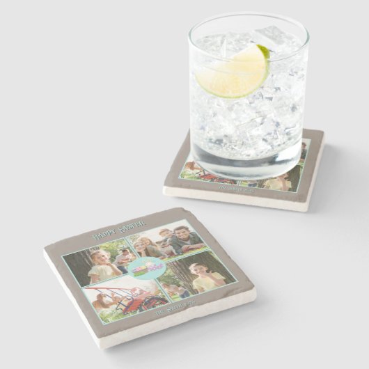 Happy Oaster Wishings Steinuntersetzer (Seitenansicht)